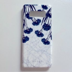 Samsung Galaxy Note 8 case cornflower blue floral on marble